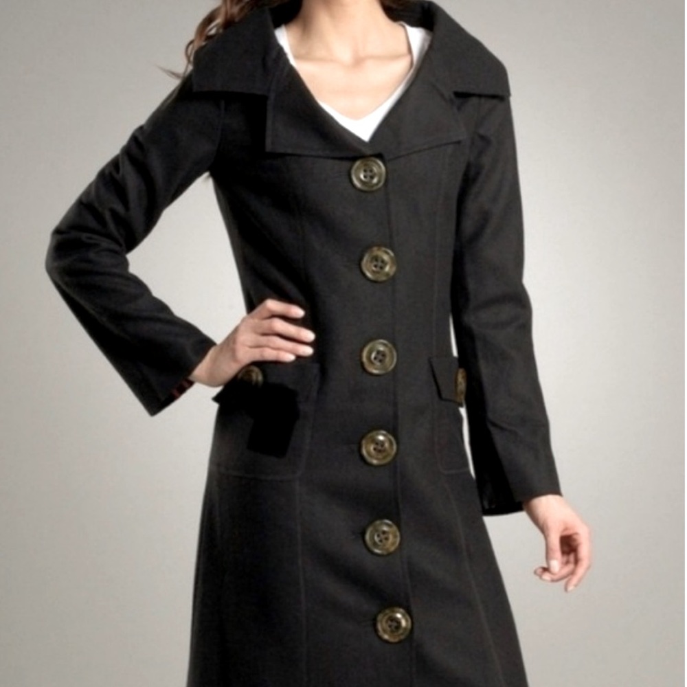 Anthropologie Millard Fillmore MF13 cotton Coat Oversize Button Black Small
